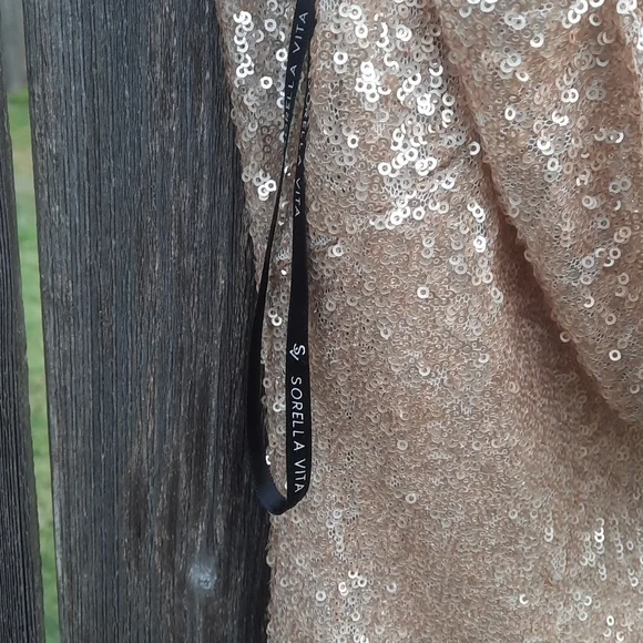 Sorella Vita SV Gold Sequin Dress Low Back Size 10 Gorgeous Gown Bridal Prom - Picture 14 of 16